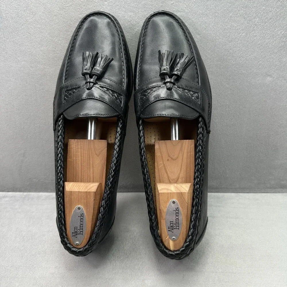 Allen Edmonds Maxfield Mens Size 11 (D) Tassel Loafer Black Leather Braided USA
